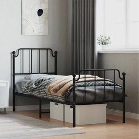 Πλαίσιο Κρεβατιού με Κεφαλάρι/Ποδαρικό Μαύρο 75x190 εκ. Μέταλλο
