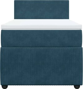 vidaXL Κρεβάτι Boxspring με Στρώμα Μπλε 80 x 200 εκ. Βελούδινο