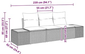 vidaXL Σετ Καναπέ Κήπου με μαξιλάρι 3 pcs Μπεζ συνθετικό ρατάν