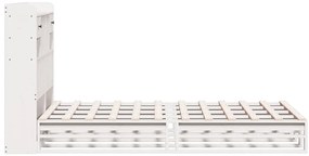 Κρεβάτι Βιβλιοθήκη Χωρίς Στρώμα Λευκό 135x190 εκ Μασίφ Πεύκο 3323984