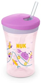 Ποτηράκι Παιδικό Action Cup 10751136 Με Καλαμάκι 230ml 12 Μηνών Purple Nuk 230ml Πλαστικό