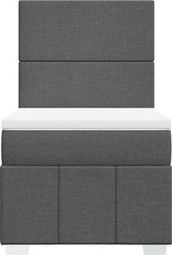 vidaXL Κρεβάτι Boxspring με Στρώμα Σκούρο Γκρι 90x190 εκ. Υφασμάτινο