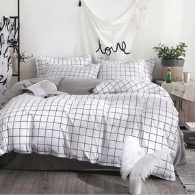 Stewehome Λευκό Σετ διπλού κρεβατιού βαμβακερό χωρίς λάστιχο γεωμετρικό 200x220 cm