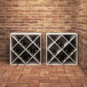 VidaXL Ράφι Κρασιού 2 τεμ. Λευκό 62 x 25 x 62 cm Στερεά ξυλεία πεύκου