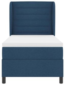 vidaXL Κρεβάτι με ελατήρια με στρώμα Μπλε 100 x 200 cm ύφασμα