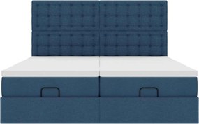 vidaXL Οθωμανικό κρεβάτι με στρώματα μπλε 200x200cm ύφασμα