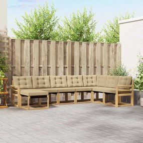 vidaXL Σειρά Καναπέ Εξωτερικού με μαξιλάρι 8 pcs Λευκό και Μπεζ