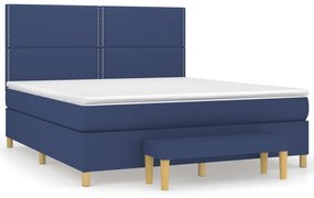 Κρεβάτι Boxspring με Στρώμα Μπλε 160x200 εκ. Υφασμάτινο - Μπλε