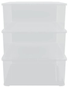 Κουτιά Αποθήκευσης Πλαστικά Στοιβαζόμενα 3 τεμ. 25 Λίτρων - Διαφανές
