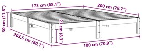 ΣΚΕΛΕΤΟΣ ΚΡΕΒ. ΧΩΡΙΣ ΣΤΡΩΜΑ ΚΑΦΕ ΚΕΡΙΟΥ 180X200 ΕΚ ΜΑΣΙΦ ΠΕΥΚΟ 859225