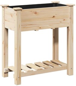 vidaXL Γλάστρα Κήπου με ράφι Μπεζ 71 x 37 x 76.5 εκ Στερεό ξύλο έλατου