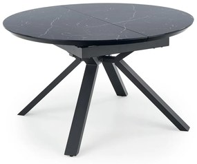 Τραπέζι Houston 1245, Μαύρο μάρμαρο, Μαύρο, 76cm, Επιμήκυνση, Επεξεργασμένο γυαλί, Ινοσανίδες μέσης πυκνότητας, Μέταλλο | Epipla1.gr