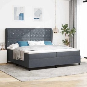 vidaXL Κρεβάτι με ελατήρια και στρώμα Γκρι 200x200 εκ. Βελούδο