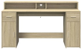 vidaXL Γραφείο με LED Sonoma δρυς 160x55x91 εκ. Επεξεργ. Ξύλο