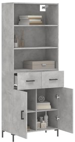 vidaXL Ντουλάπι Γκρι Σκυροδέματος 69,5x34x180 εκ. Επεξεργασμένο Ξύλο