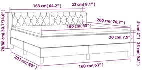 vidaXL Κρεβάτι Boxspring με Στρώμα Μπλε 160x200 εκ. Υφασμάτινο