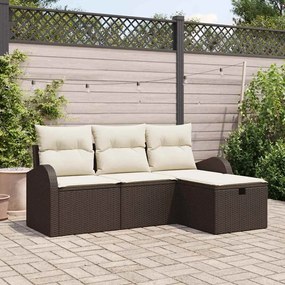 vidaXL Σετ Καναπέ Κήπου 4 pcs Καφέ και κρεμ 179 x 117 x 85 εκ.