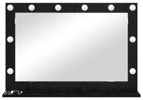 vidaXL Καθρέφτης Μακιγιάζ με LED Φώτα Μαύρη Δρυς 80x55x18 εκ