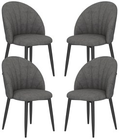 HOMCOM Σετ 4 καρεκλών τραπεζαρίας, καρέκλες κουζίνας με όψη βελούδου, ατσάλινα πόδια, χωρίς μπράτσα, Γκρι