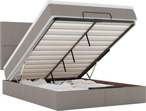 vidaXL Οθωμανικό κρεβάτι με στρώμα &amp; LEDs τεφρόχρουν χρώμα Ύφασμα