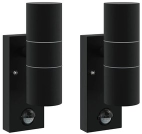 vidaXL Εξωτερικά Φωτιστικά Τοίχου 2 pcs Μαύρο 7 x 10 x 22 εκ