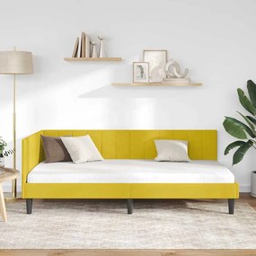 vidaXL Κρεβάτι Γωνίας με κεφαλάρι Κίτρινο 90 x 190 cm Βελούδο