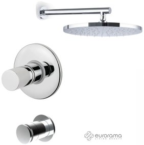 Eurorama RES PRO Μίκτης εντοιχισμού &amp; εκτροπέας περιστροφικός 3 εξόδων &amp; Κεφαλή Ντους Φ30εκ με μπράτσο τοίχου Chrome
