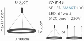 SE LED SMART 100 AMAYA PENDANT WHITE Δ5