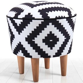 Σκαμπό Luiz 209FLF1260 42x42cm Black-White