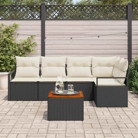 vidaXL Σετ Καναπέ Κήπου με μαξιλάρι 6 pcs Μαύρο Πολυ ράταν