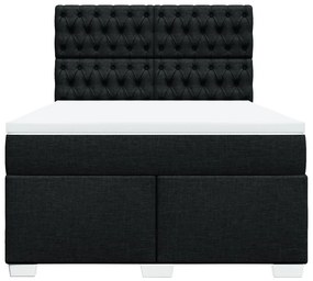 vidaXL Κρεβάτι Boxspring με Στρώμα Μαύρο 140x190 εκ. Υφασμάτινο