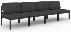 vidaXL Καναπές Κήπου Τετραθέσιος Ανθρακί από Αλουμίνιο με Μαξιλάρια