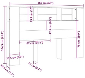 vidaXL Κεφαλάρι Με Αποθηκευτικό Χώρο Sonoma Δρυς 160x19x103,5 εκ.