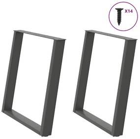 vidaXL Πόδια Τραπεζαρίας σε Σχήμα U 2 τεμ. Ανθρακί 70x(72-73) εκ. Ατσάλι