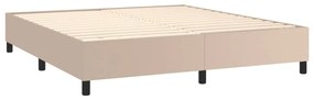 vidaXL Κρεβάτι Boxspring με Στρώμα Καπουτσίνο 180x200 εκ. Συνθ. Δέρμα