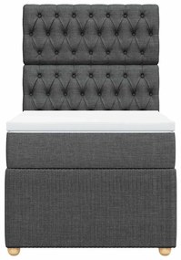 vidaXL Κρεβάτι Boxspring με Στρώμα Σκούρο Γκρι 100x200 εκ. Υφασμάτινο