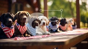 Intra Συλλεκτικό Ξύλινο Παζλ Plywood  4mm - Patriotic Dogs που γιορτάζουν την 4η Ιουλίου Σε Ξύλινο Κουτί - Διαστάσεις: 10x10 cm – 25 κομμάτια