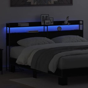 vidaXL Κεφαλάρι με ράφι Μαύρη δρυς 180 cm Επεξεργασμένο ξύλο