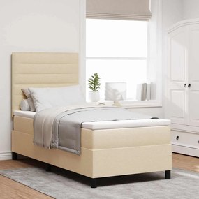 vidaXL Κρεβάτι με ελατήρια με στρώμα Κρεμ 90 x 200 cm ύφασμα