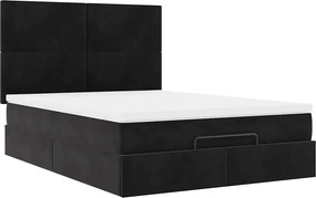 vidaXL Οθωμανικό κρεβάτι με στρώματα Μαύρο 140x190cm Βελούδο