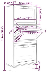 vidaXL Παπουτσοθήκη Λευκή 52x25x115 εκ Επεξεργασμένο Ξύλο&amp;Φυσικό Ρατάν