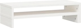 vidaXL Βάση Οθόνης Λευκή (52-101)x22x14 εκ. από Μασίφ Ξύλο Πεύκου