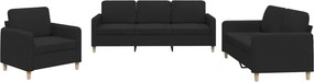 vidaXL Πολυθρόνες Σετ 3 Τεμαχίων Μαύρες από Ύφασμα με Μαξιλάρια
