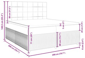 Κρεβάτι Boxspring με Στρώμα Σκούρο Γκρι 200x200 εκ. Υφασμάτινο - Γκρι