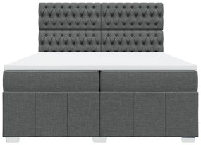 vidaXL Κρεβάτι Boxspring με Στρώμα Σκούρο Γκρι 200x200 εκ. Υφασμάτινο