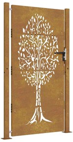 vidaXL Πόρτα Κήπου με Σχέδιο Δέντρου από Ατσάλι Corten 100 x 200 εκ.