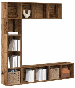 ντουλάπια βιβλίου vidaXL 3 τεμάχια παλιό ξύλο κατασκευασμένο από ξύλο