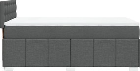 vidaXL Κρεβάτι Boxspring με Στρώμα Σκούρο Γκρι 90x200 εκ. Υφασμάτινο
