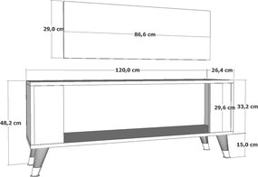 Stewehome Μοντέρνο έπιπλο τηλεόρασης με ντουλάπι 120x26x48 cm