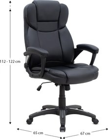 Καρέκλα γραφείου διευθυντική Morgan Megapap από τεχνόδερμα χρώμα μαύρο 67x65x112/122εκ.